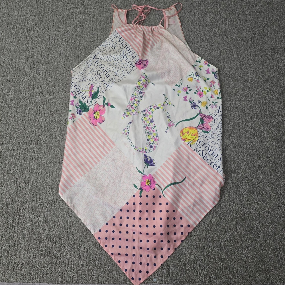 Victoria's Secret Y2K Patchwork Scarf Print Halter Handkerchief Dress M